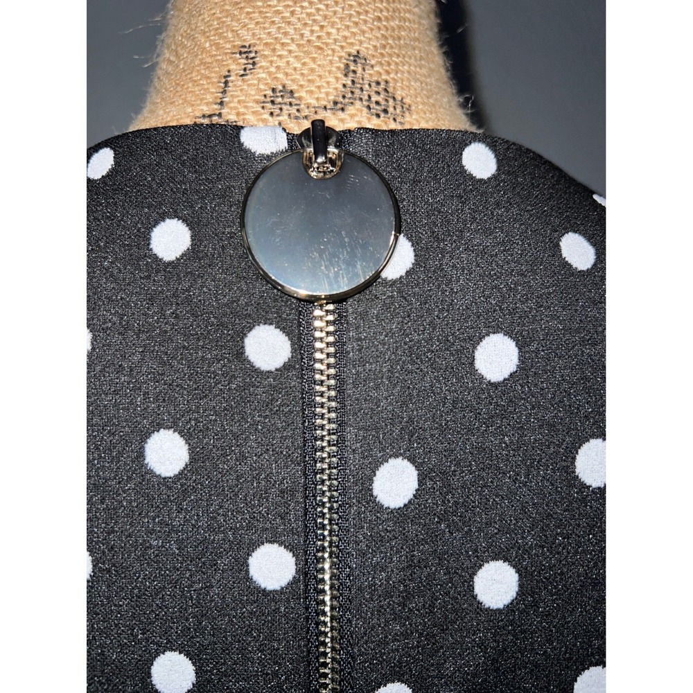 Calvin Klein Black White Polka Dot Sleeveless Fit Flare Midi Dress Size 8 - Picture 5 of 11